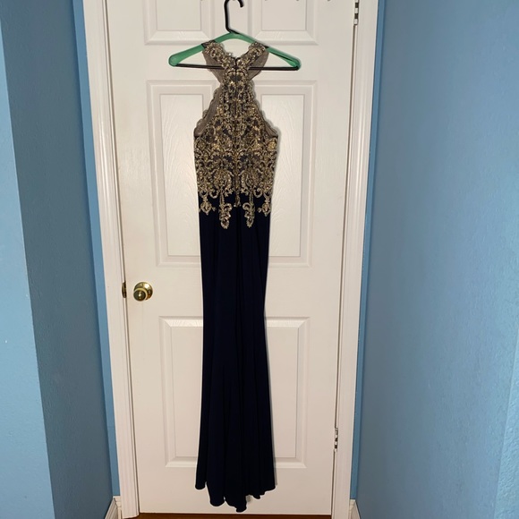 Macy's Dresses Blue And Gold Prom Dress Poshmark